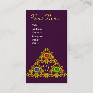 MAGIC ELFIC TALISMAN MONOGRAM, Guld Lila Visitkort