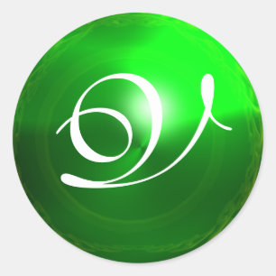 MAGIC EMERALD MONOGRAM, skarp, pulserande grönt Runt Klistermärke