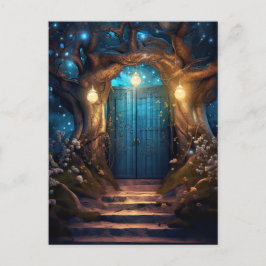 Magic Enchanasy Forest Old Blue Door Vykort