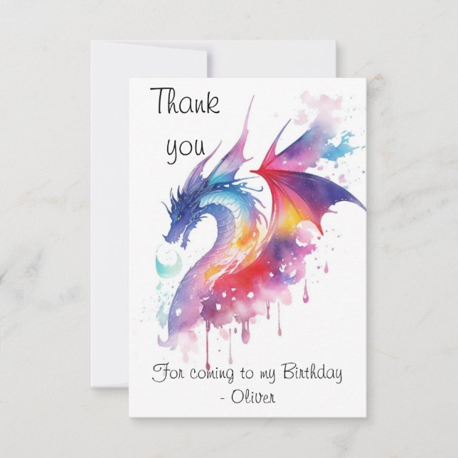 Magic Enchanted Dragon Birthday Tack Kort (Framsida)