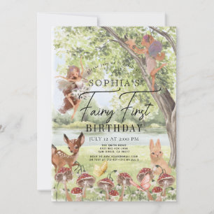 Magic Enchanted Forest Fairy First Birthday Inbjudningar