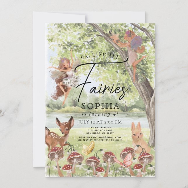 Magic Enchanted Forest Fairy Girl Birthday Inbjudningar (Framsida)