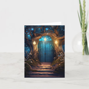 Magic Enchanted Forest Fantasy Antique Door Kort