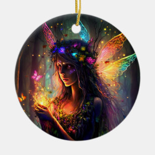 Magic Enchanted Forest Fantasy Fairy Ljus Julgransprydnad Keramik