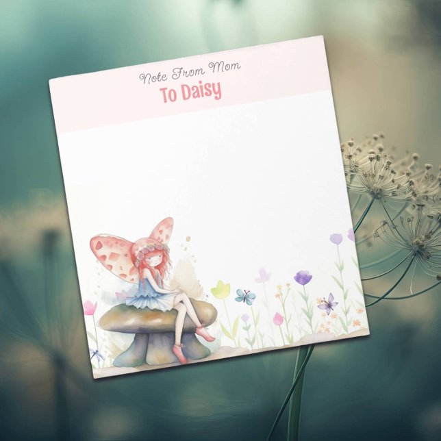 Magic Fairy and Wildblommor, Pastel Rosa Anteckningsblock (Skapare uppladdad)