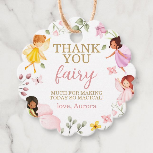 Magic Fairy Blommigt Birthday Tack Gåvor Etiketter (Framsida)
