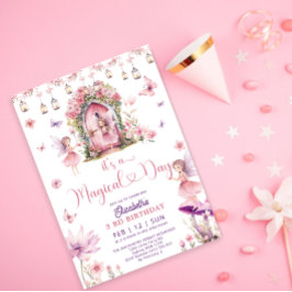 Magic Fairy Blommigt Garden Birthday Inbjudningar