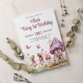 Magic Fairy Blommigt Garden Girls Birthday Inbjudningar