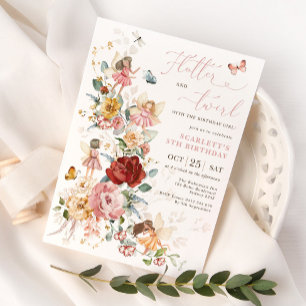 Magic Fairy Blommigt Garden Pixie Girls Birthday I Inbjudningar