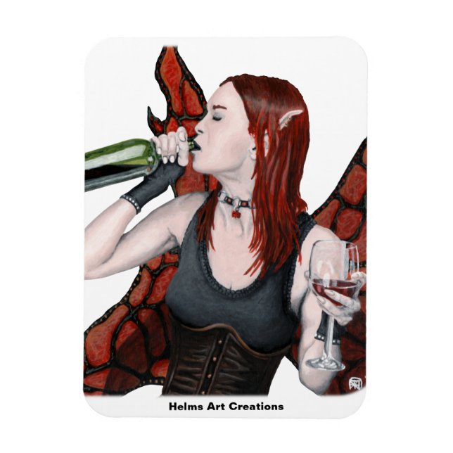 Magic Fairy Drinking Vin Fantasy Art Magnet (Vertikal)