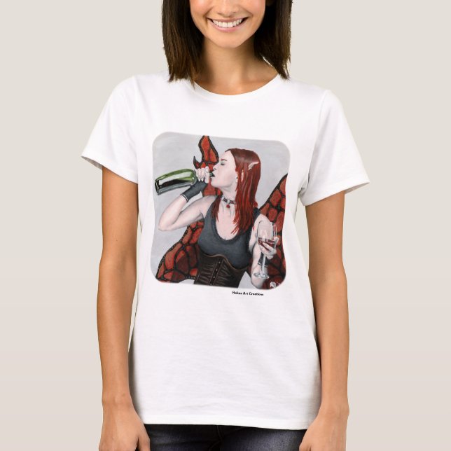 Magic Fairy Drinking Vin Fantasy Art Shirt T (Framsida)