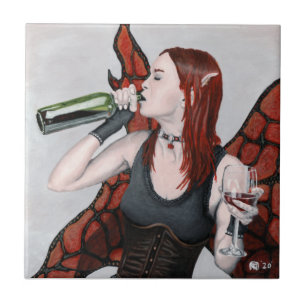 Magic Fairy Drinking Vin Fantasy Ceramic Tile Kakelplatta