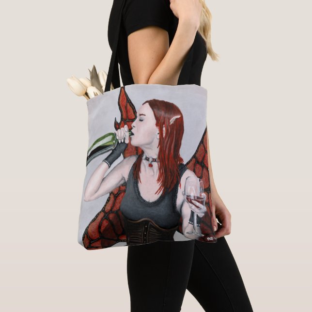 Magic Fairy Drinking Vin Fantasy Graphic Tote Tygkasse (Närbild)