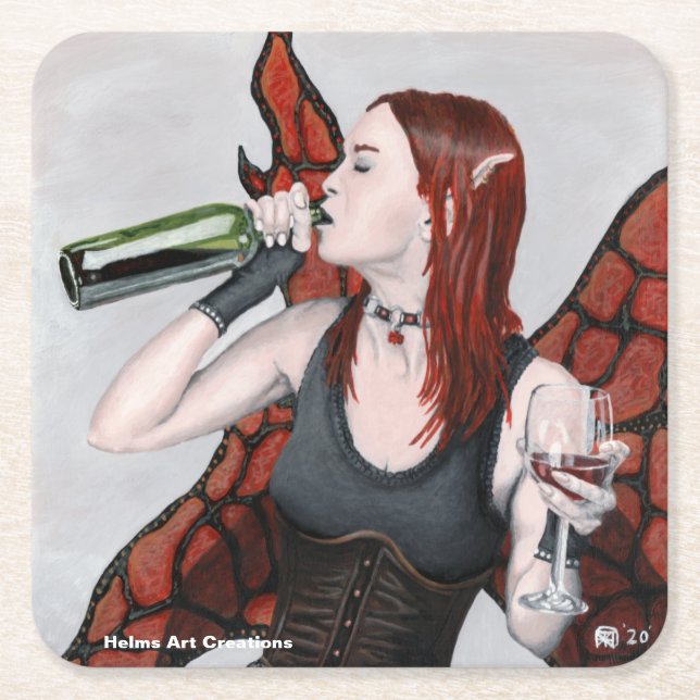 Magic Fairy Drinking Vin Fantasy Papper Underlägg Kvadrat (Framsidan)