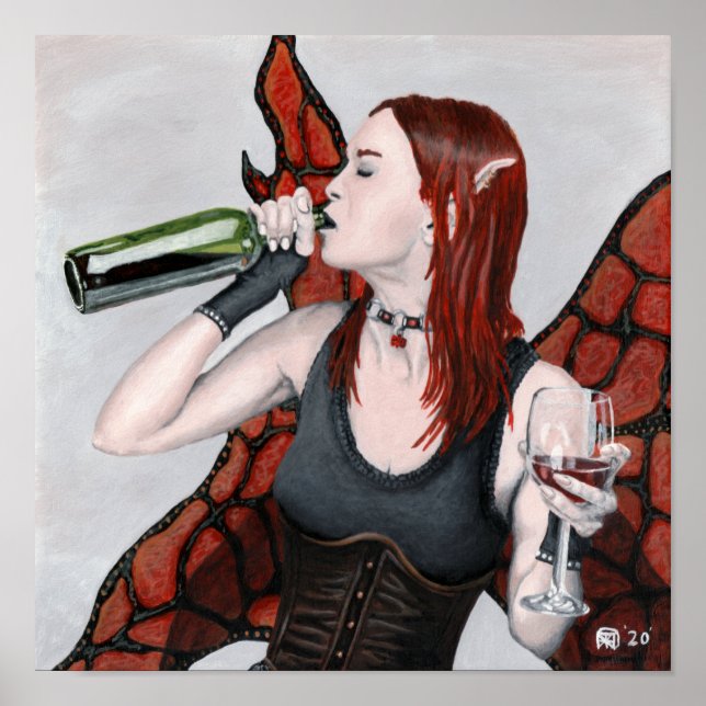 Magic Fairy Drinking Vin Fantasy Wall Art Skriv ut Poster (Framsidan)