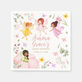 Magic Fairy Enchanted Garden Rosa Baby Shower Pappersservett