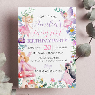 Magic Fairy First Birthday bjudande Inbjudningar
