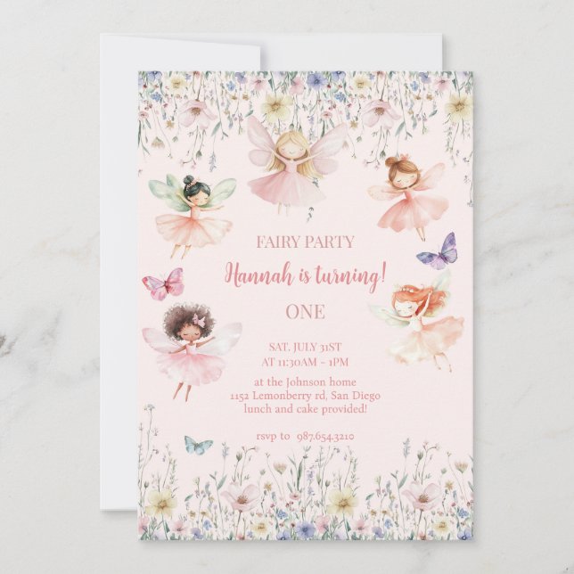 Magic Fairy First Birthday, Fairy Bash Inbjudningar (Framsida)