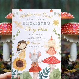 Magic Fairy First Birthday Mushroom Woodland Inbjudningar