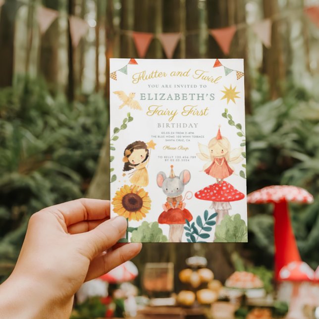 Magic Fairy First Birthday Mushroom Woodland Inbjudningar (Skapare uppladdad)