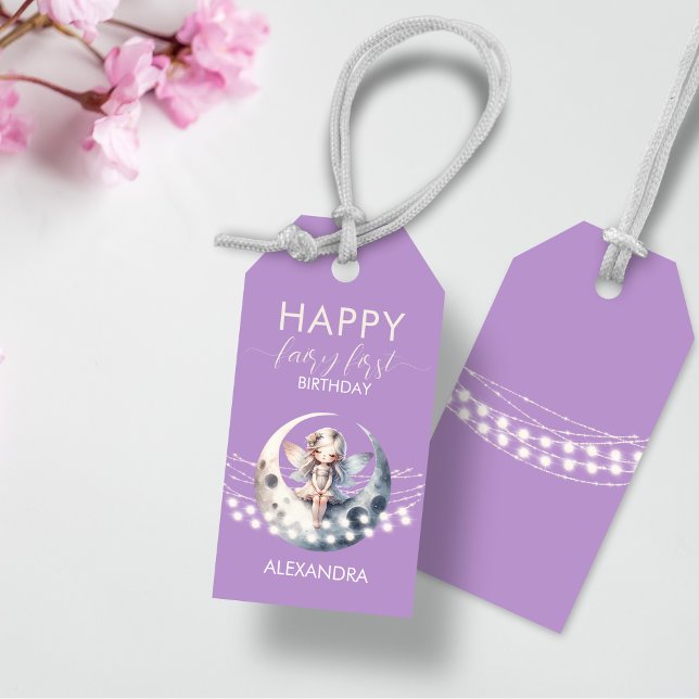 Magic Fairy First Girl Grattis på födelsedagen Presentetikett (Magical Fairy First Girl Happy Birthday Gift Tags)