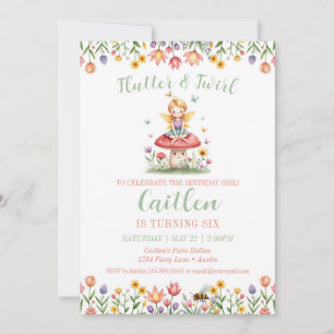 Magic Fairy Garden Birthday Mushroom Flowers Inbjudningar