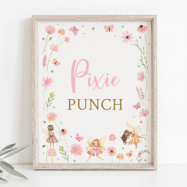 Magic Fairy Garden Blommigt Birthday Drinks Sign Poster