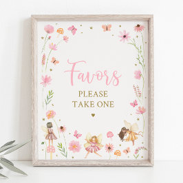 Magic Fairy Garden Blommigt Birthday-favoritskylt Poster