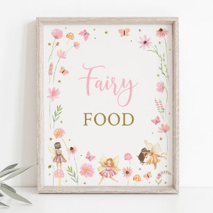 Magic Fairy Garden Blommigt Birthday Food Sign Poster