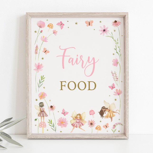 Magic Fairy Garden Blommigt Birthday Food Sign Poster (Skapare uppladdad)