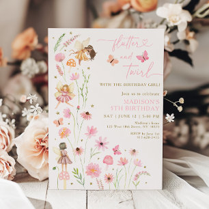 Magic Fairy Garden Blommigt Birthday Inbjudningar