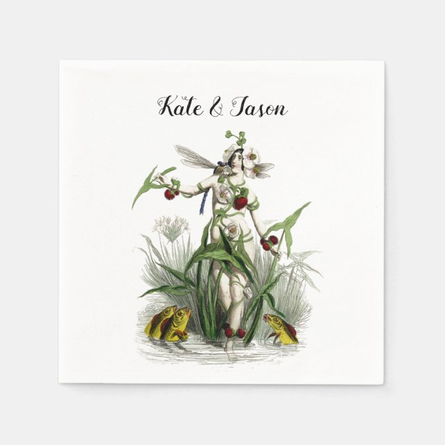 Magic Fairy Garden Flowers & Creatures Bröllop Pappersservett (Framsidan)