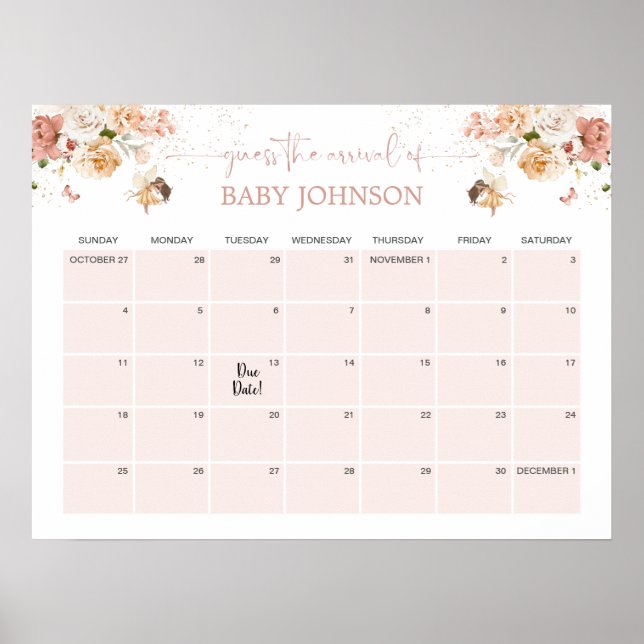 Magic Fairy Garden gissar förfallodatumkalender Poster (Framsidan)