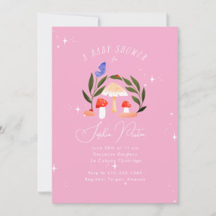 Magic Fairy Garden Mushroom och Butterfly Baby Inbjudningar