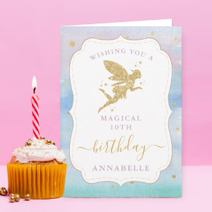 Magic Fairy Girls Valge Birthday Kort