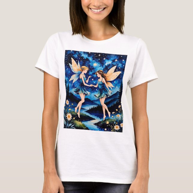 Magic Fairy Night Himmel Fantasy Art T-Shirt (Framsida)