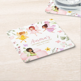 Magic Fairy Princess Enchanted Garden Birthday Underlägg Papper Kvadrat