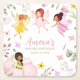 Magic Fairy Princess Enchanted Garden Birthday Underlägg Papper Kvadrat