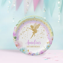 Magic Fairy Rainbow Blommigt Birthday Papper Plate