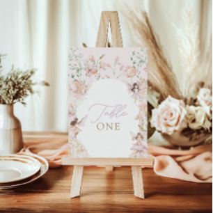 Magic Fairy Rosa Blommigt Girls Birthday Bordsnummer
