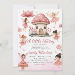 Magic Fairy Rosa söt Blommigt Garden Baby Shower Inbjudningar