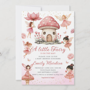 Magic Fairy Rosa söt Blommigt Garden Baby Shower Inbjudningar