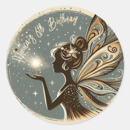 Magic Fairy silhouette barns födelsedag Runt Klistermärke