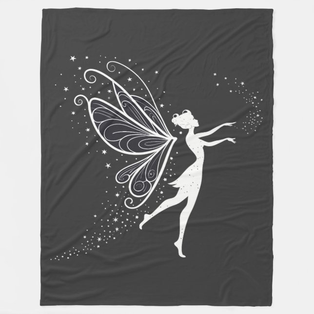 Magic Fairy Silhouette med Vingar och Stars Fleecefilt (Framsidan)