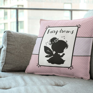 Magic Fairy Silhouette: Rosa Polka Dot Delight Kudde