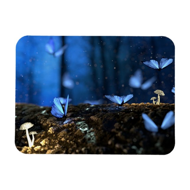 Magic Fairy Skogen med Butterflies och Mushroom Magnet (Horisontell)