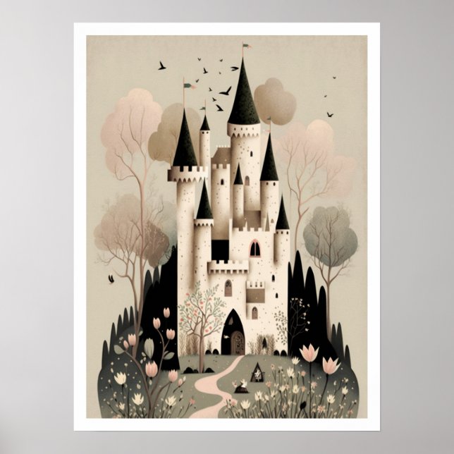 Magic Fairy-tale Castle Poster, Fantasy Wall Art Poster (Framsidan)