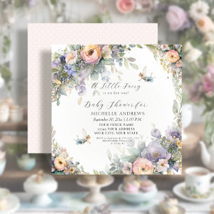 Magic Fairy Tea Party Blommigt Girl Baby Shower Inbjudningar