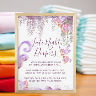 Magic Fairy Theme Late Night Diaper Sign Poster