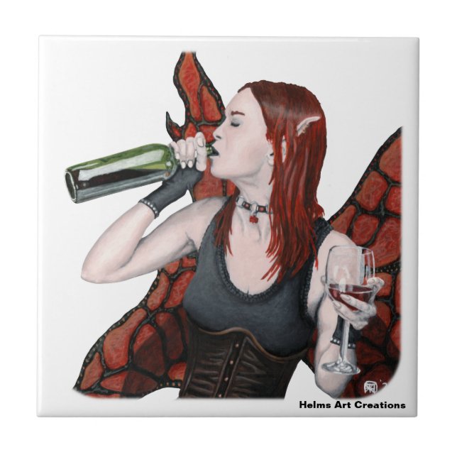 Magic Fairy Vin Drinker Fantasy Decorative Tile Kakelplatta (Framsidan)
